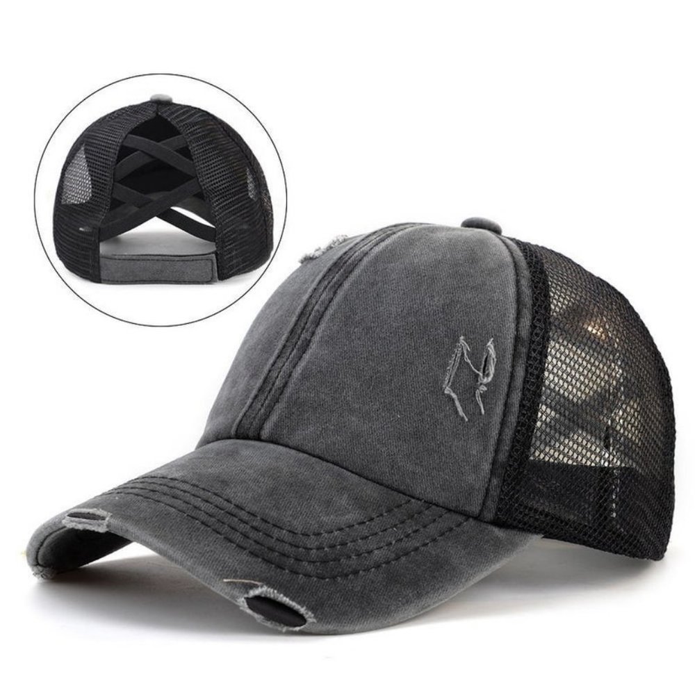 100% Cotton Vintage Women's Ponytail Baseball Cap | Adjustable Multi-Level Criss